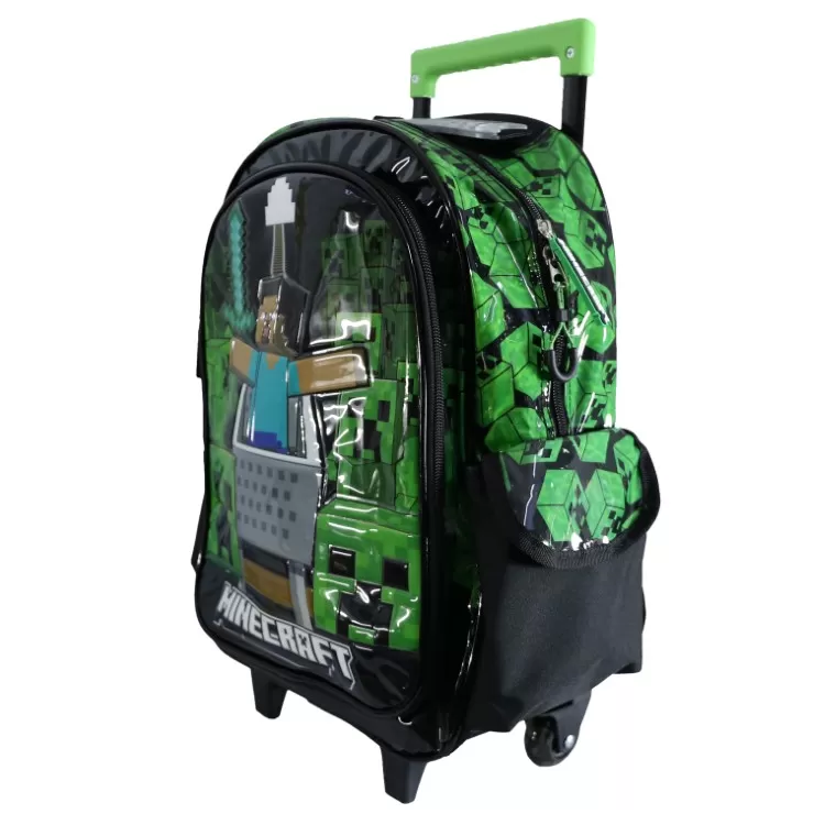 Mochila Escolar Cresko 2026 Minecraft 16" con Carro Art.MI191